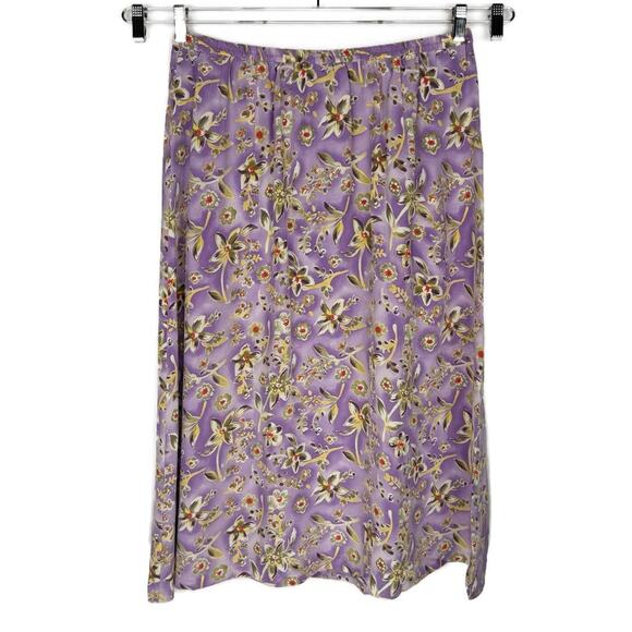VTG NWT Charter Club Purple Floral 100% Silk Button Up Skirt Set Women 14W - Picture 6 of 16